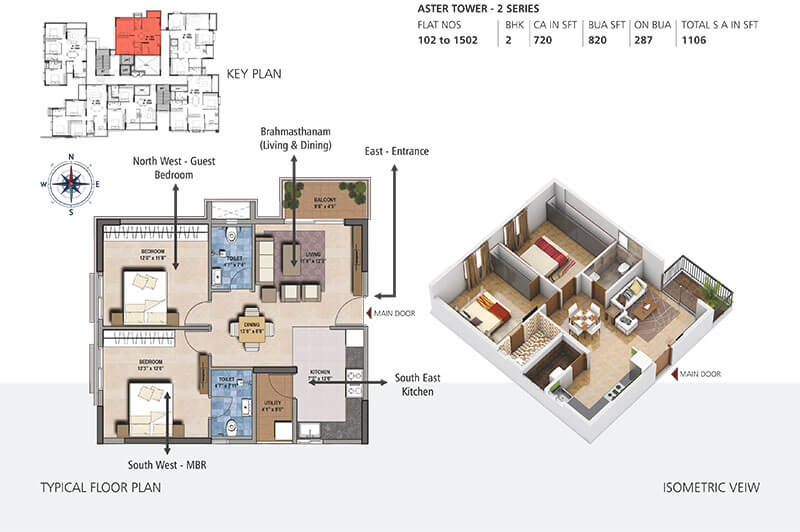 GR Floret 2 BHK Floorplan